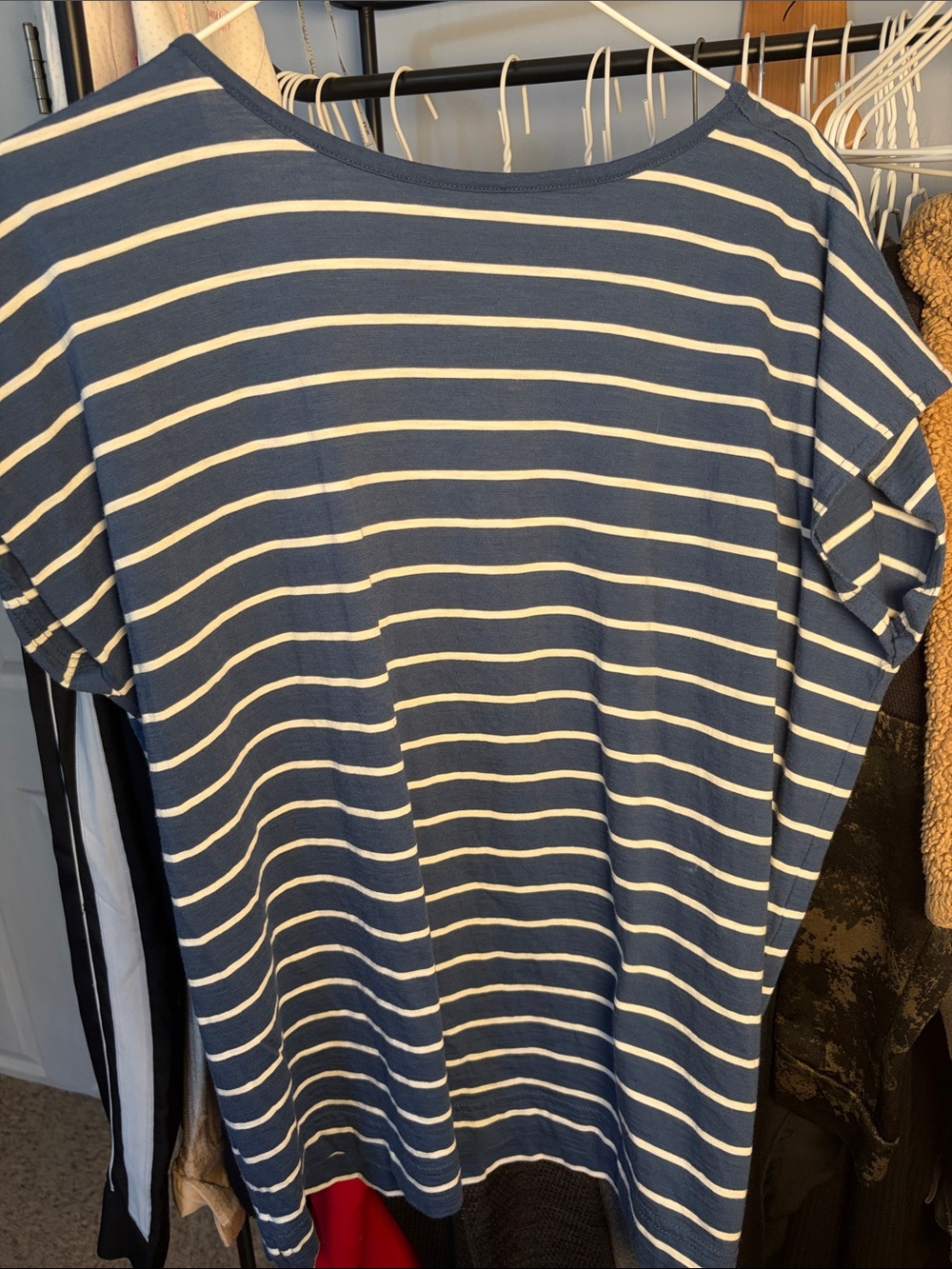 Chaps Blue and White Striped Short Sleeve Tee